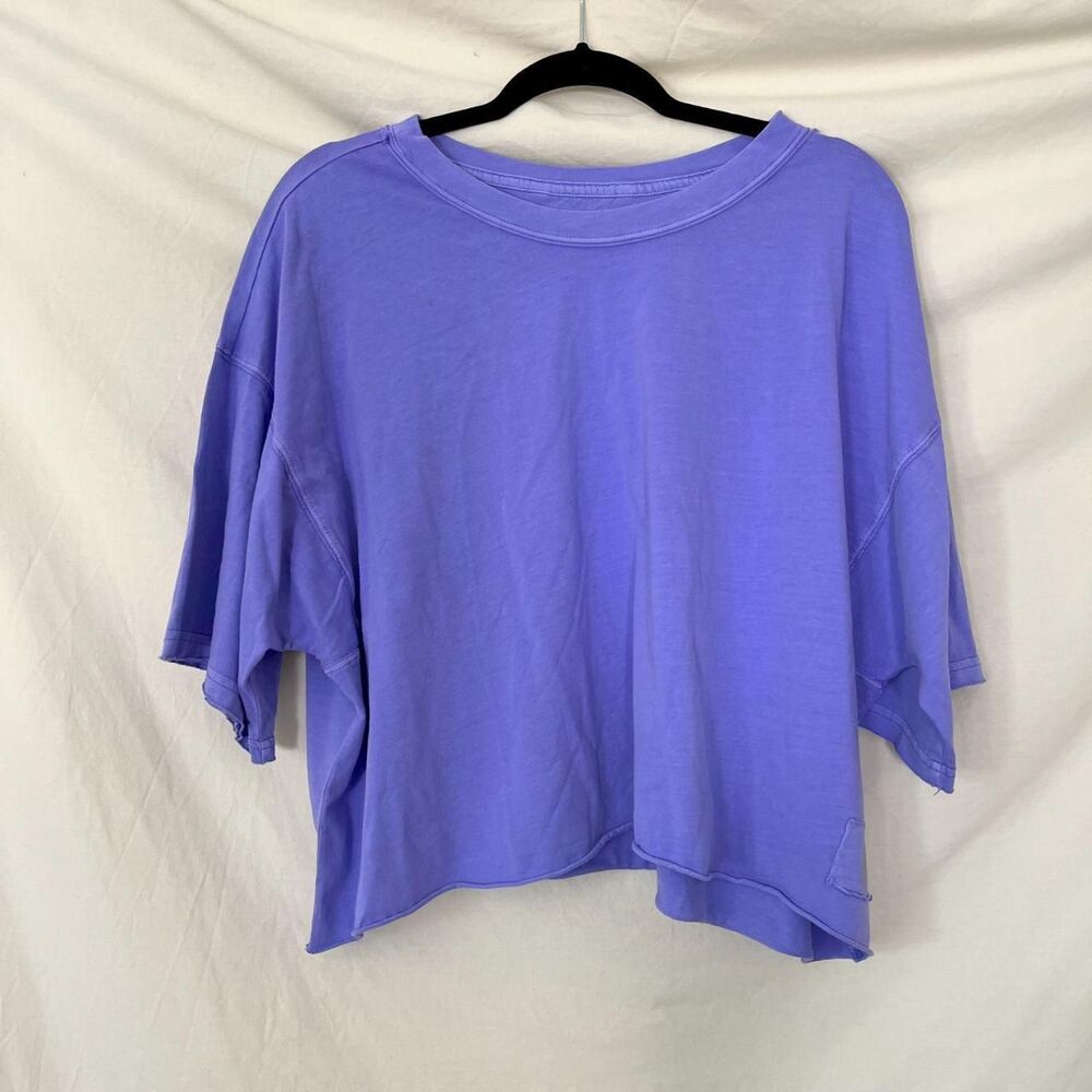 Free People Movement Purple 100% Cotton Boxy Crop Top Workout L